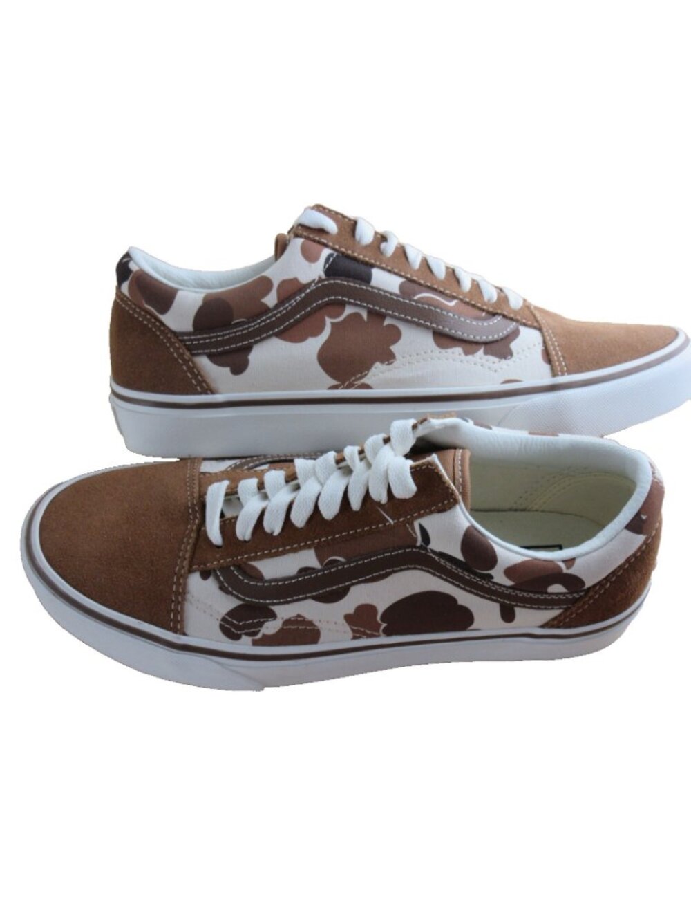 Vans Women's Old Skool Duck Camo Brown White Canvas Suede shoes Size 9 NEW - Picture 7 of 7
